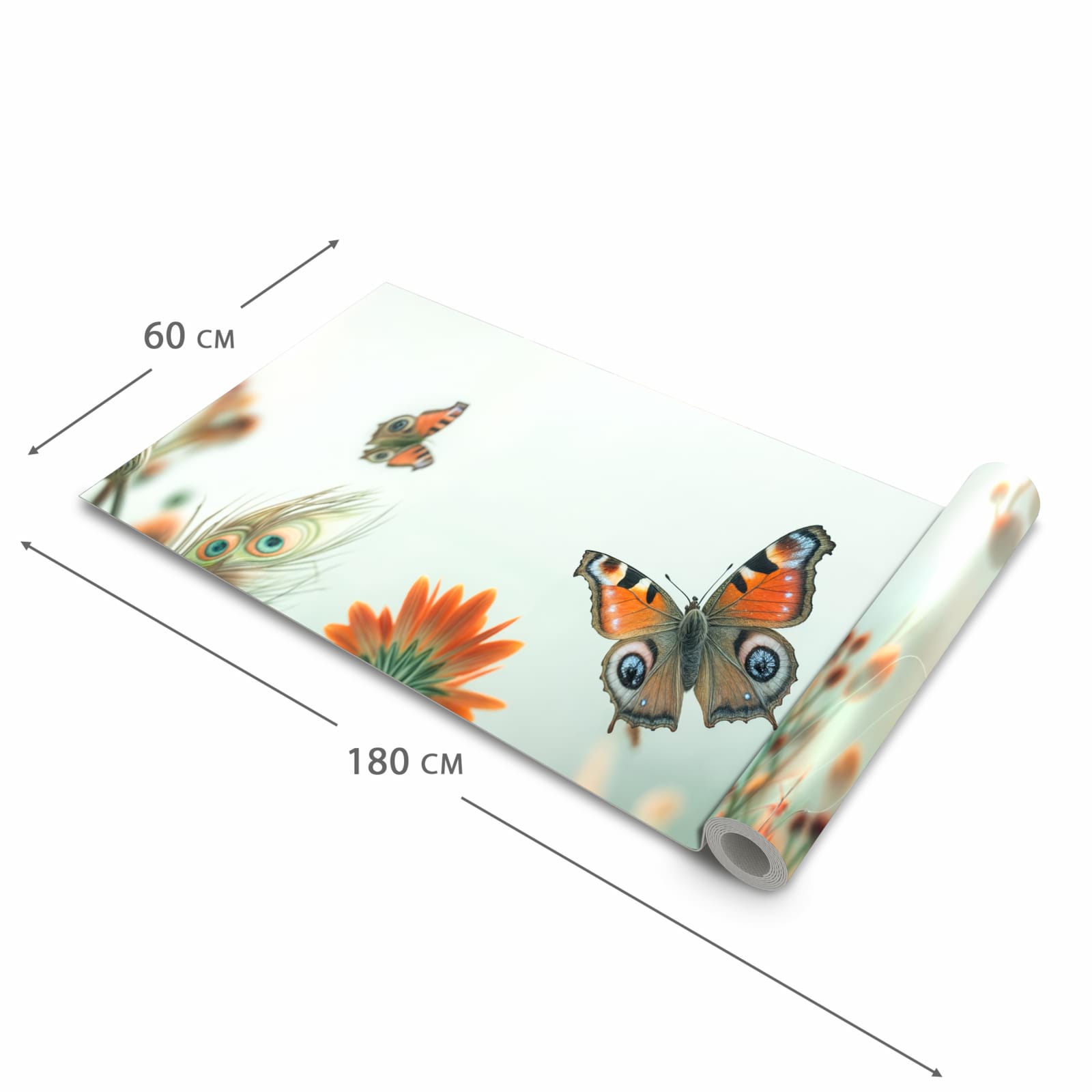 Bodenschonender Küchenteppich mit Motiv Schmetterling Wiese in der Grösse 90x240 cm, waschbar