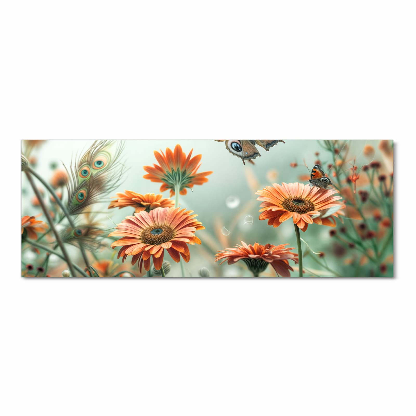 Waschbarer langer Teppich mit Motiv Schmetterling Wiese in Frontansicht