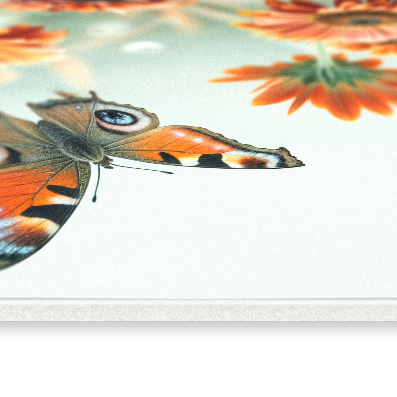 Abriebfester Küchenläufer nach Maß mit Motiv Schmetterling Wiese in seitlicher Ansicht