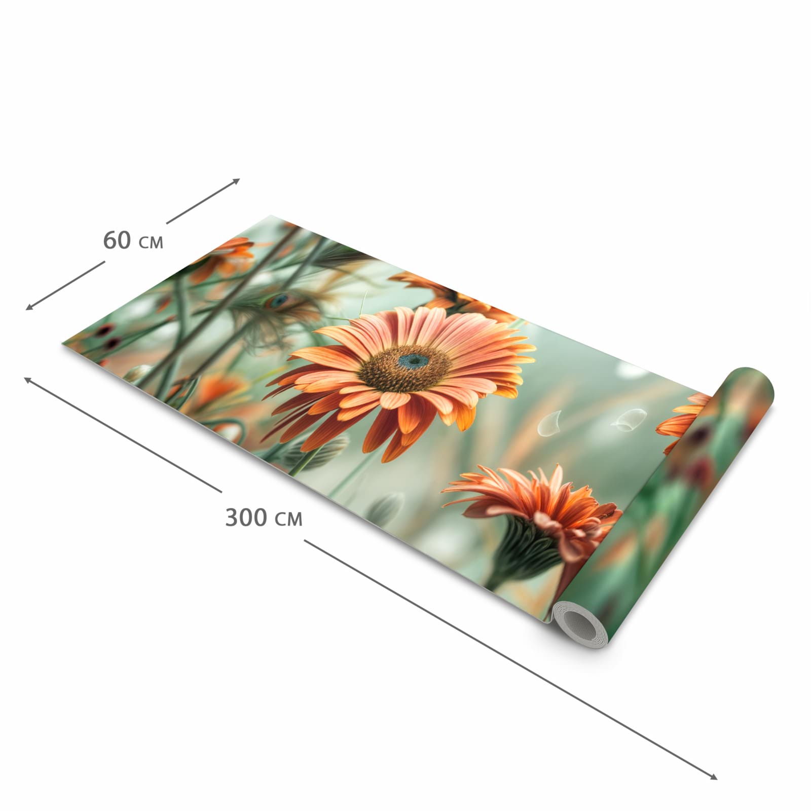 Farbbeständiger rutschfester Küchenteppich mit Motiv Schmetterling Wiese in der Grösse 90x240 cm