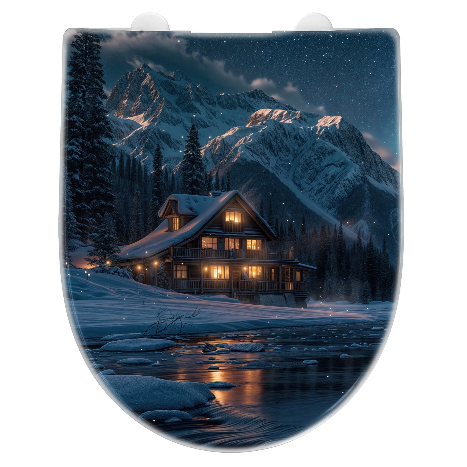 WC-Sitz mit Absenkautomatik Berghütte im Winter