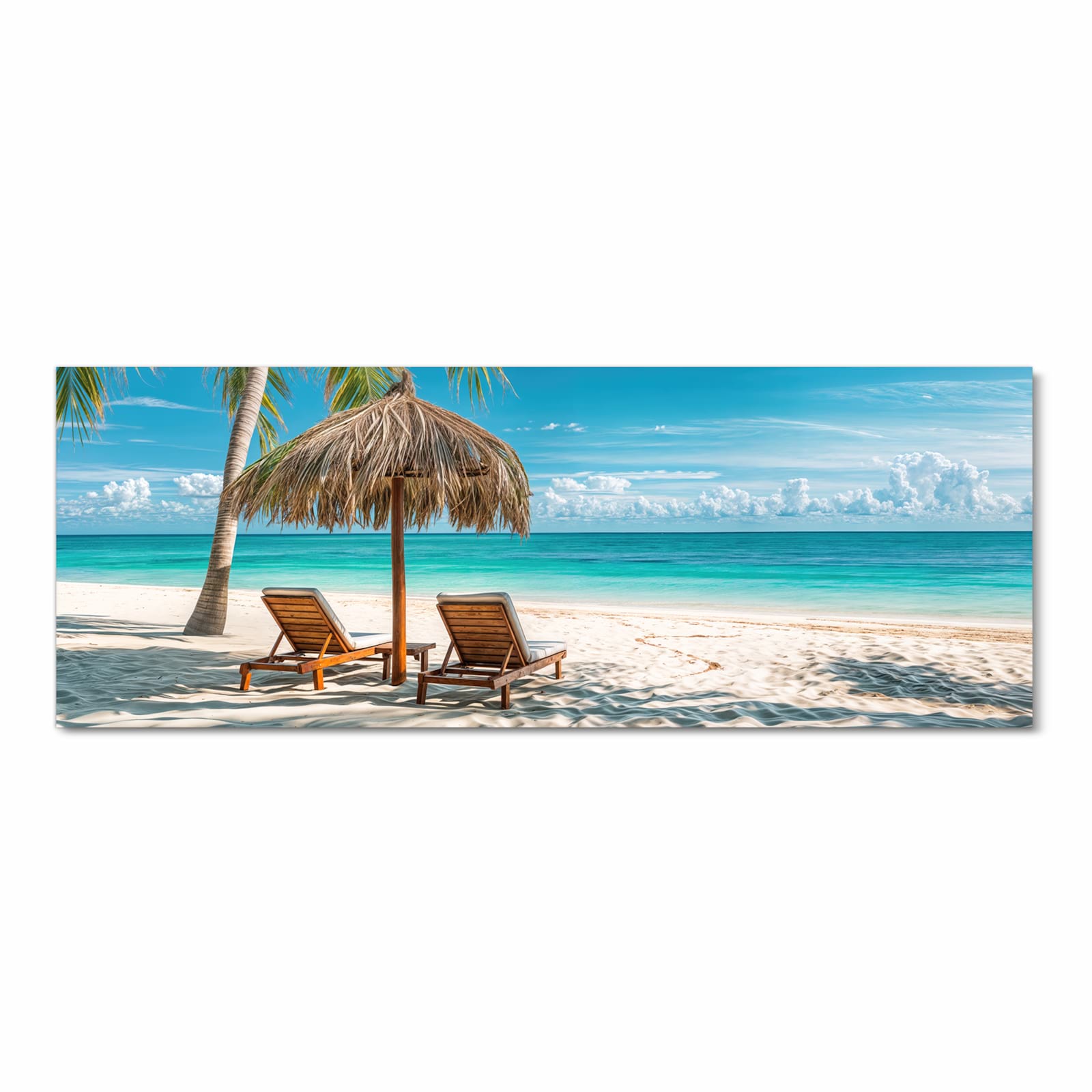 Bodenschonender moderner Küchenläufer mit Motiv Strandparadies in Frontansicht