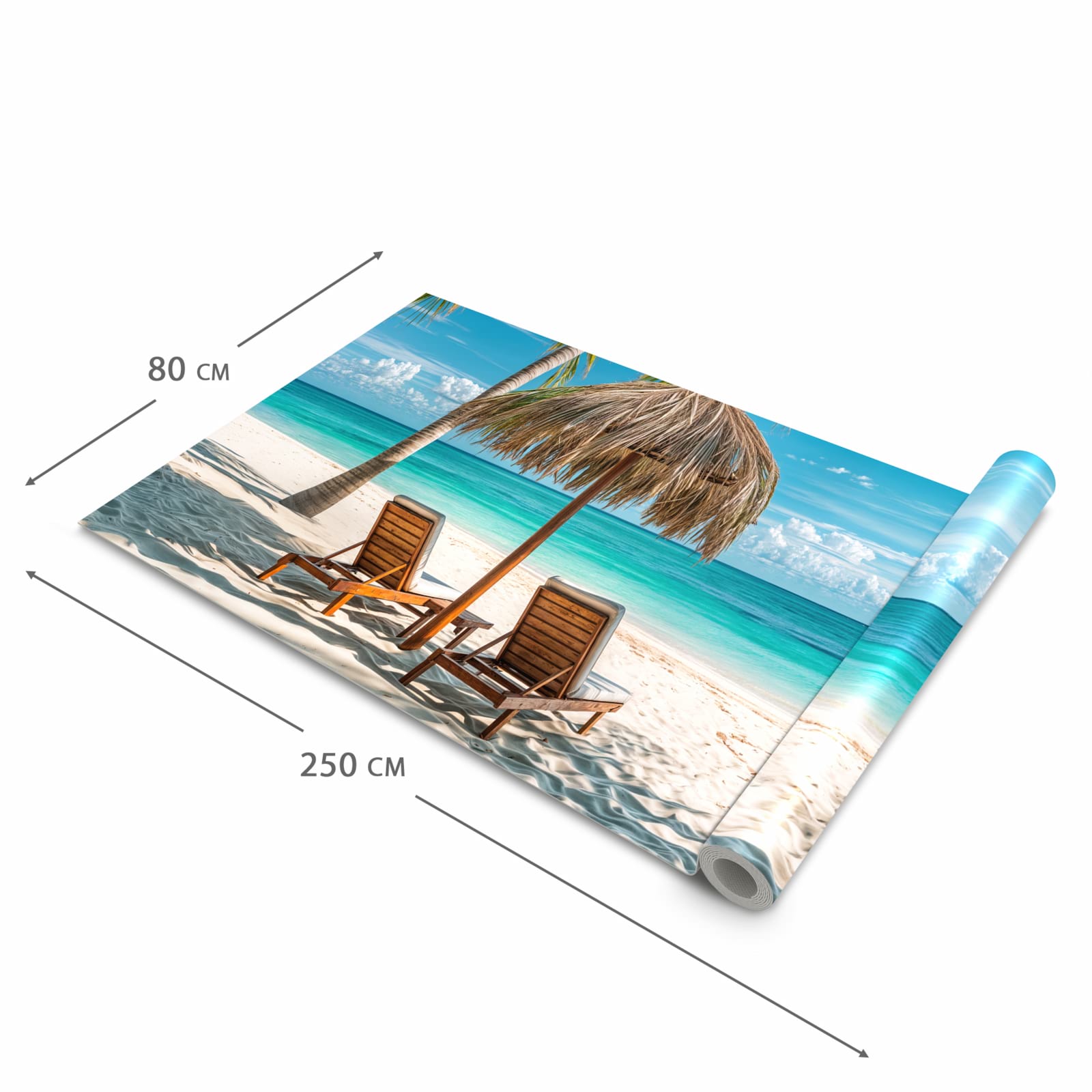 Abriebfester Küchenläufer mit Motiv Strandparadies in der Grösse 90x180 cm