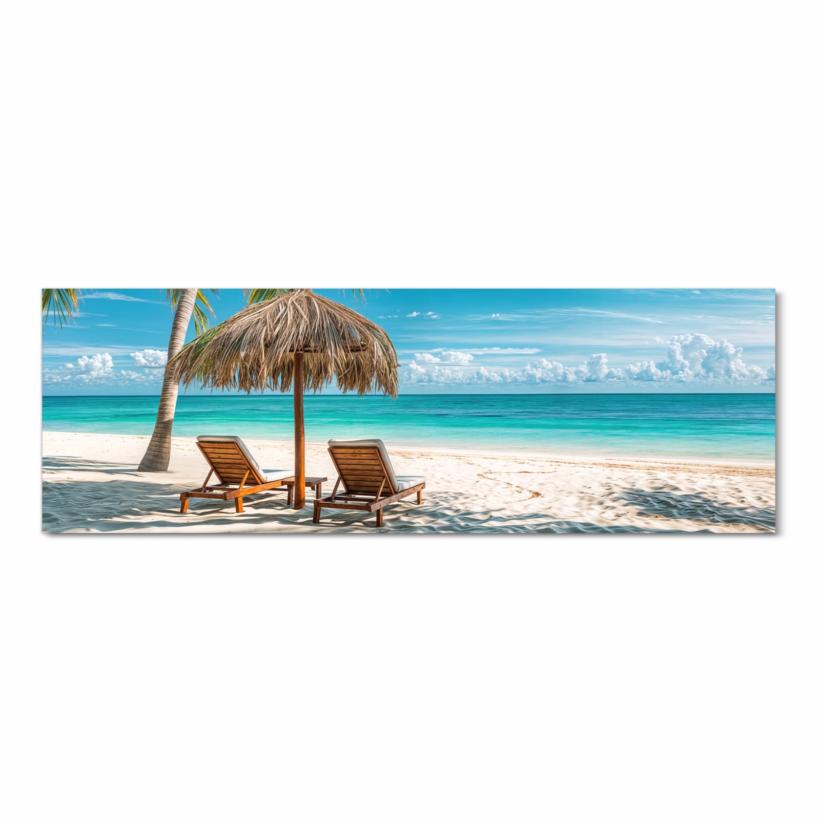 Hygienischer rutschfester Küchenläufer mit Motiv Strandparadies in Frontansicht