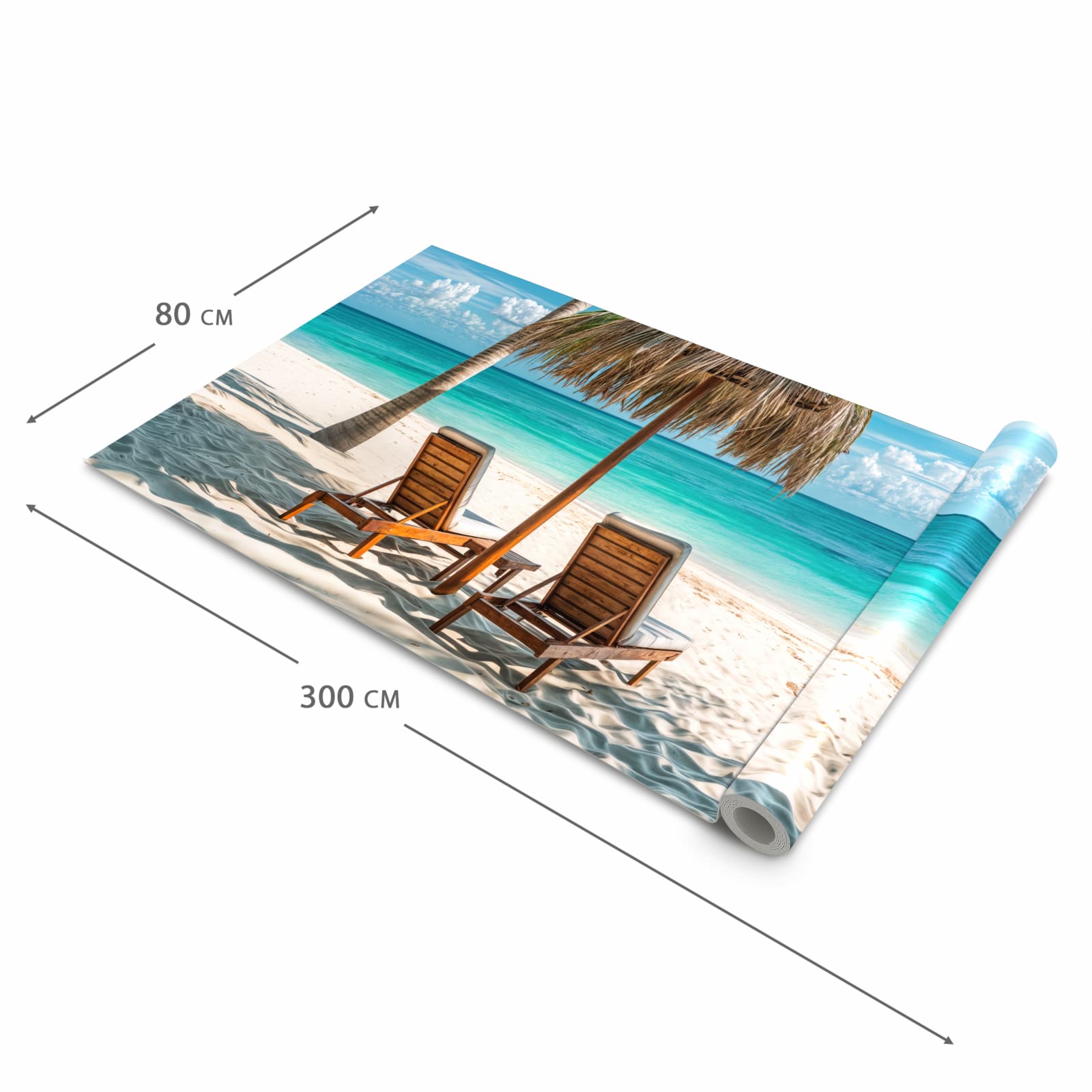 Waschbarer Küchenläufer mit Motiv Strandparadies in der Grösse 90x240 cm für Trittkomfort