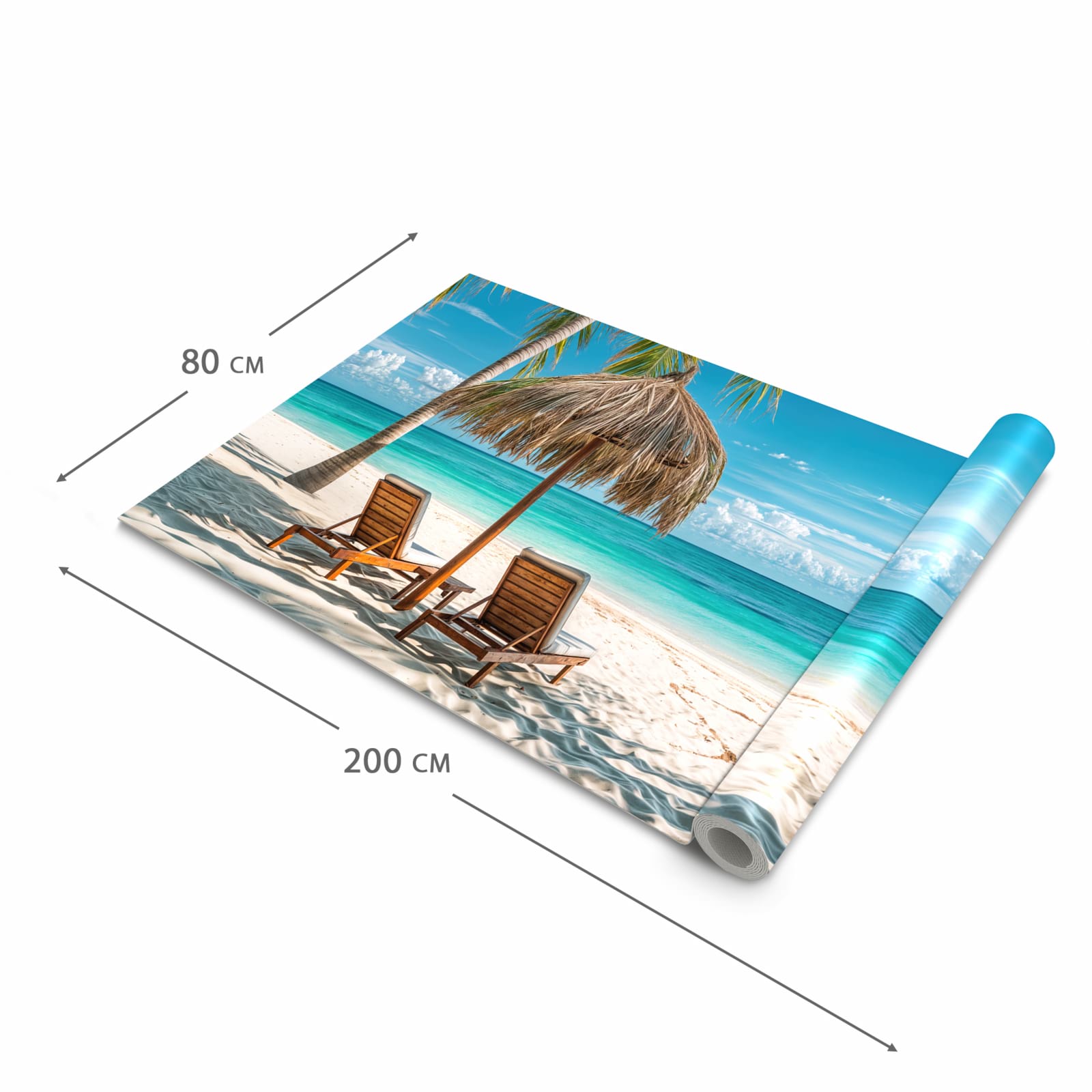 Geräuschdämpfender Küchenläufer mit Motiv Strandparadies in der Grösse 90x180 cm