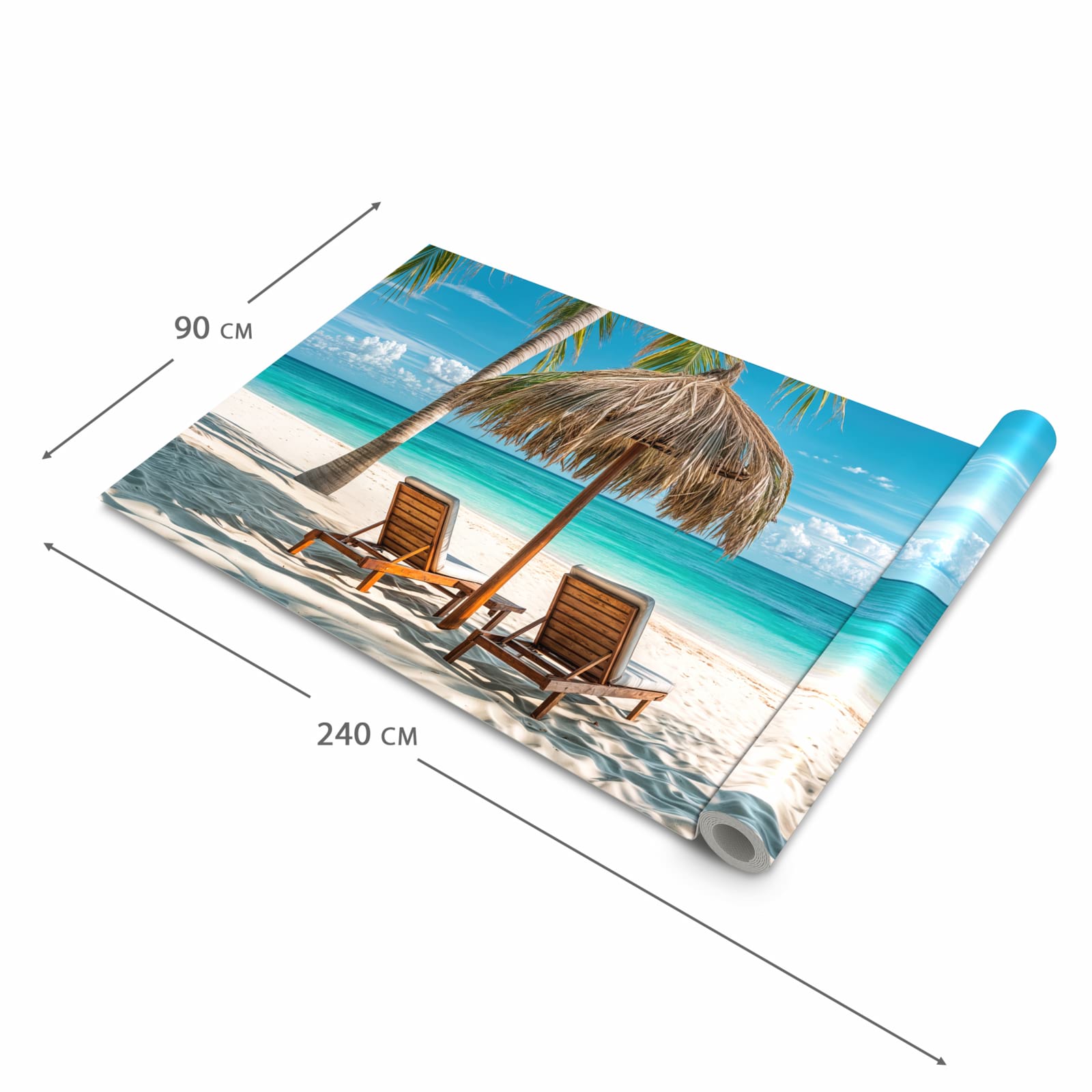 Fleckenresistenter langer Teppich mit Motiv Strandparadies in der Grösse 90x240 cm