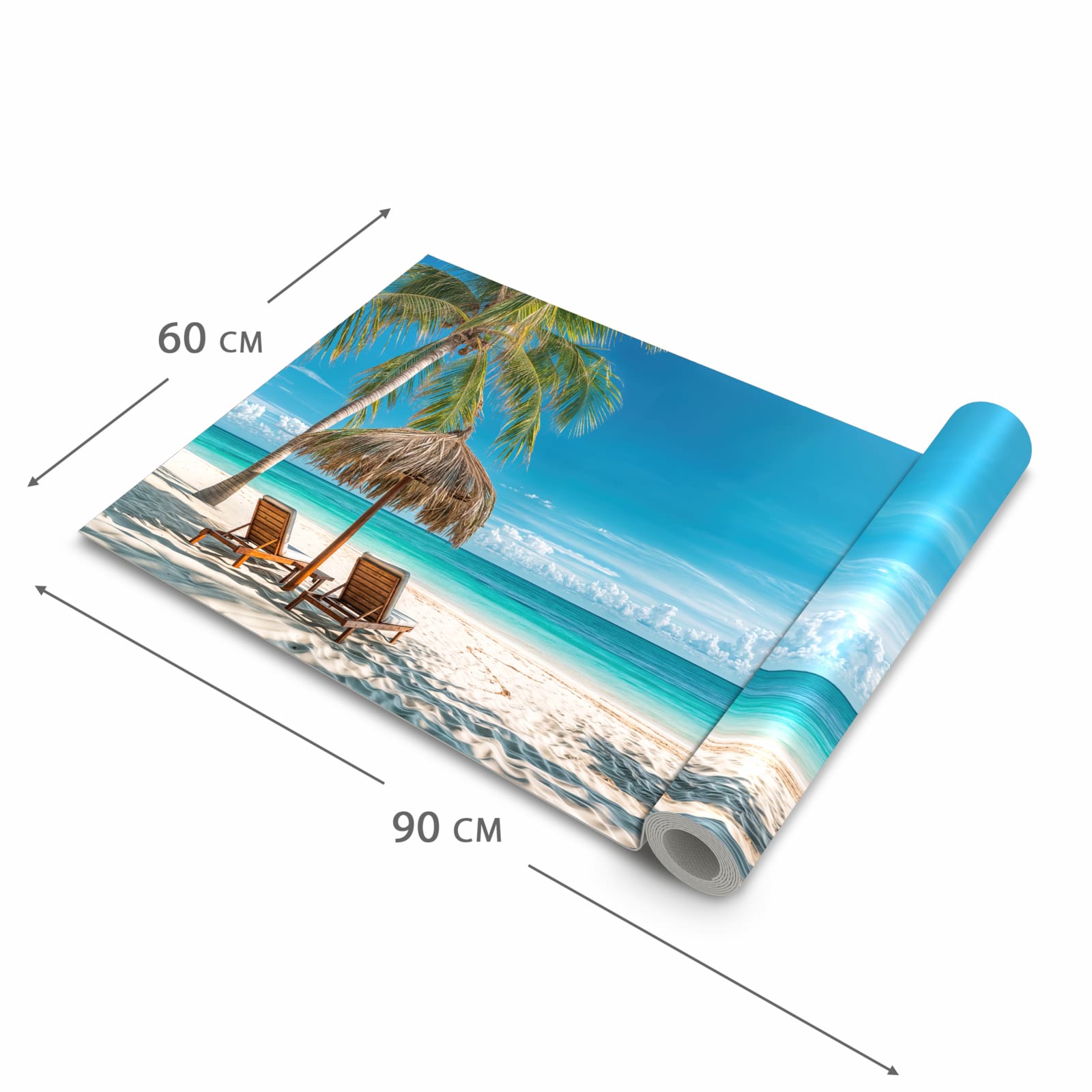 Zeitsparender waschbarer Küchenteppich mit Motiv Strandparadies in der Grösse 90x180 cm