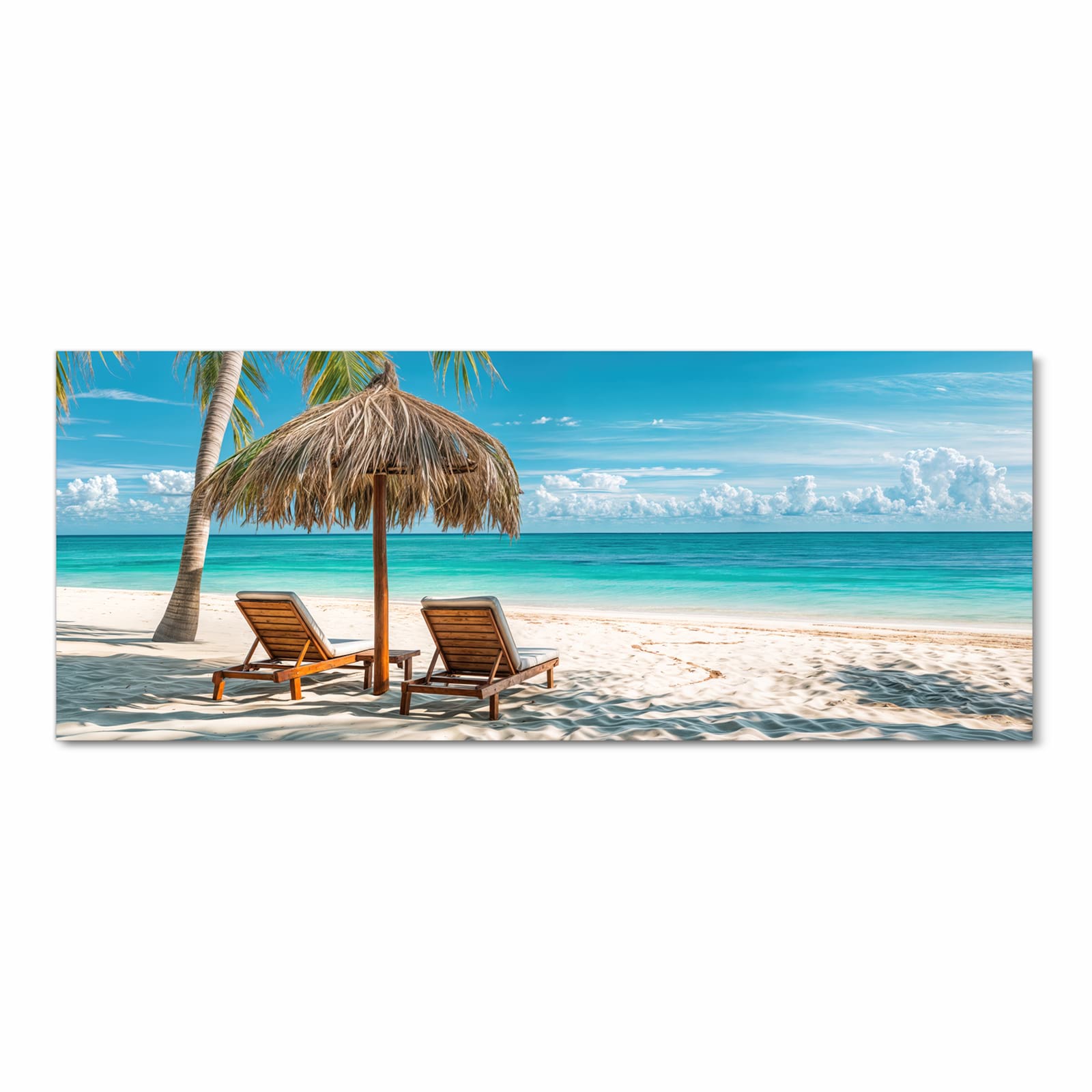 Waschbarer Küchenläufer mit Motiv Strandparadies in Frontansicht für angenehme Haptik