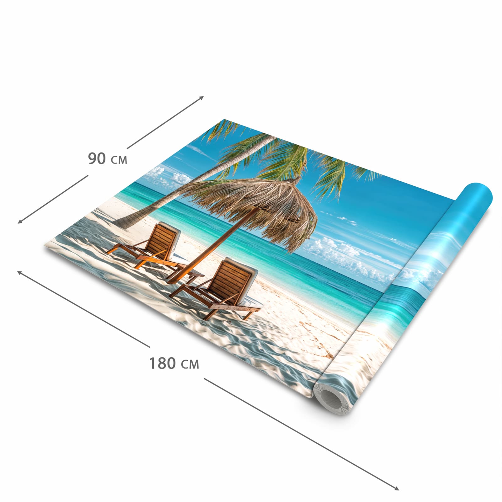 Wasserabweisender waschbarer Küchenläufer mit Motiv Strandparadies in der Grösse 90x240 cm