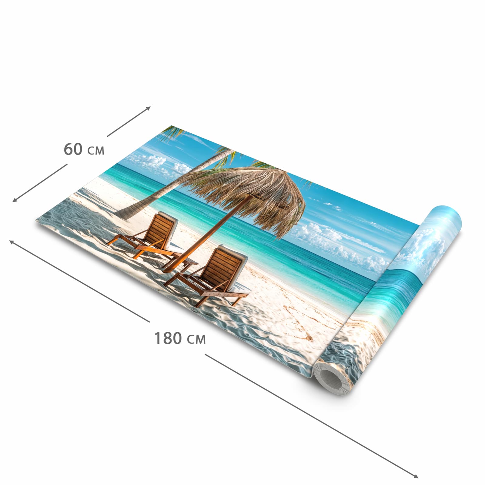 Bodenschonender Küchenläufer mit Motiv Strandparadies in der Größe 90x180 cm