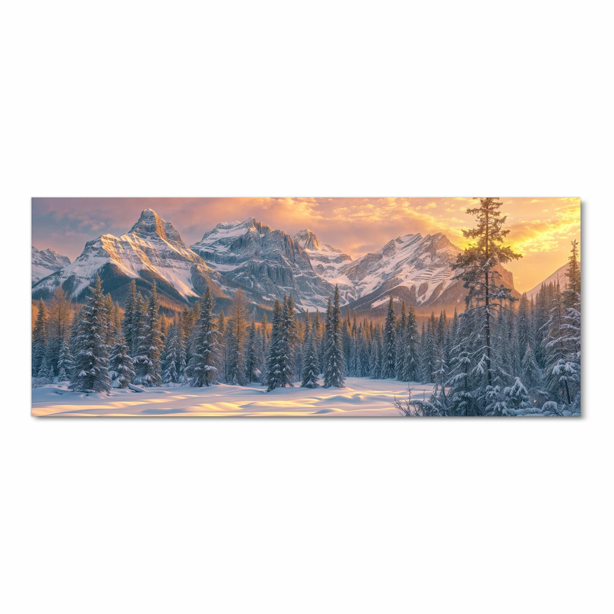 Küchenteppich waschbar mit Motiv Berglandschaft Winter in Frontansicht für mehr Trittkomfort