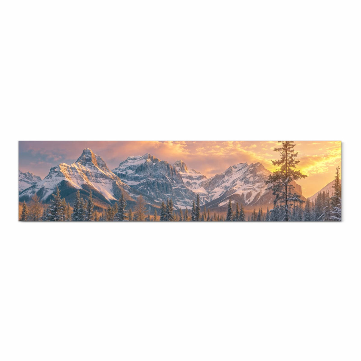 Fleckenresistenter rutschfester Küchenteppich mit Motiv Berglandschaft Winter in Frontansicht