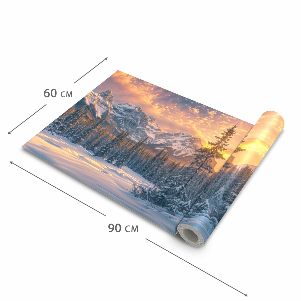 Küchenteppich mit Motiv Berglandschaft Winter in der Grösse 90x180 cm für angenehme Haptik