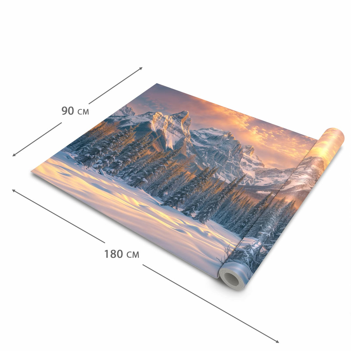 Rutschfester Küchenteppich mit Motiv Berglandschaft Winter in der Grösse 90x180 cm