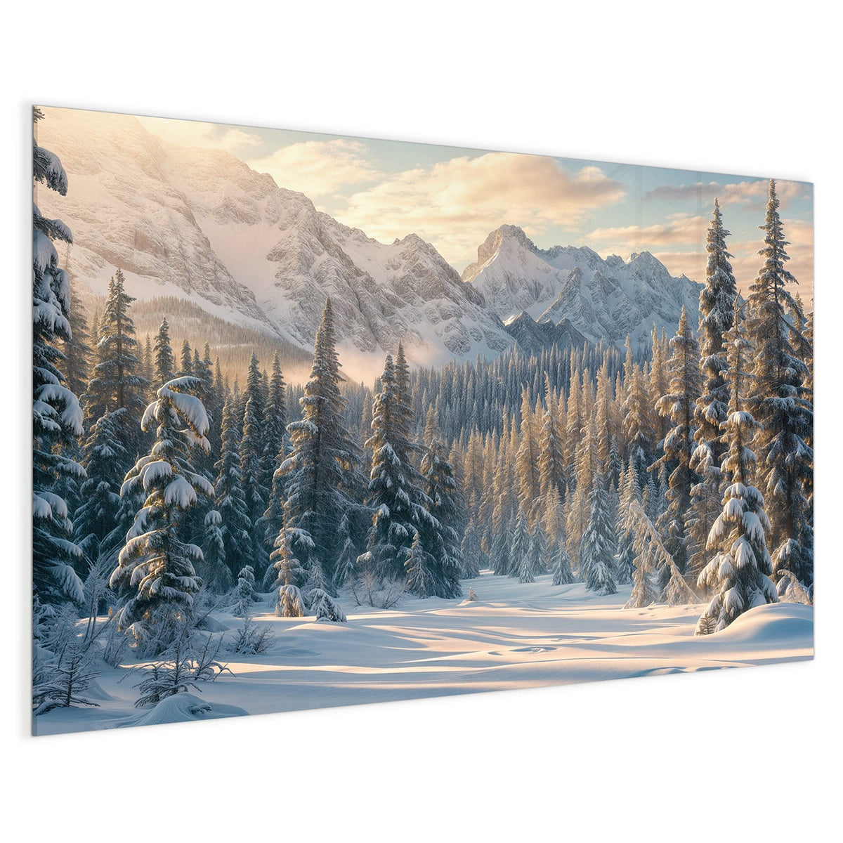 4 mm Glas statt lackiertem Blech – Magnettafel - Verschneiter Tannenwald