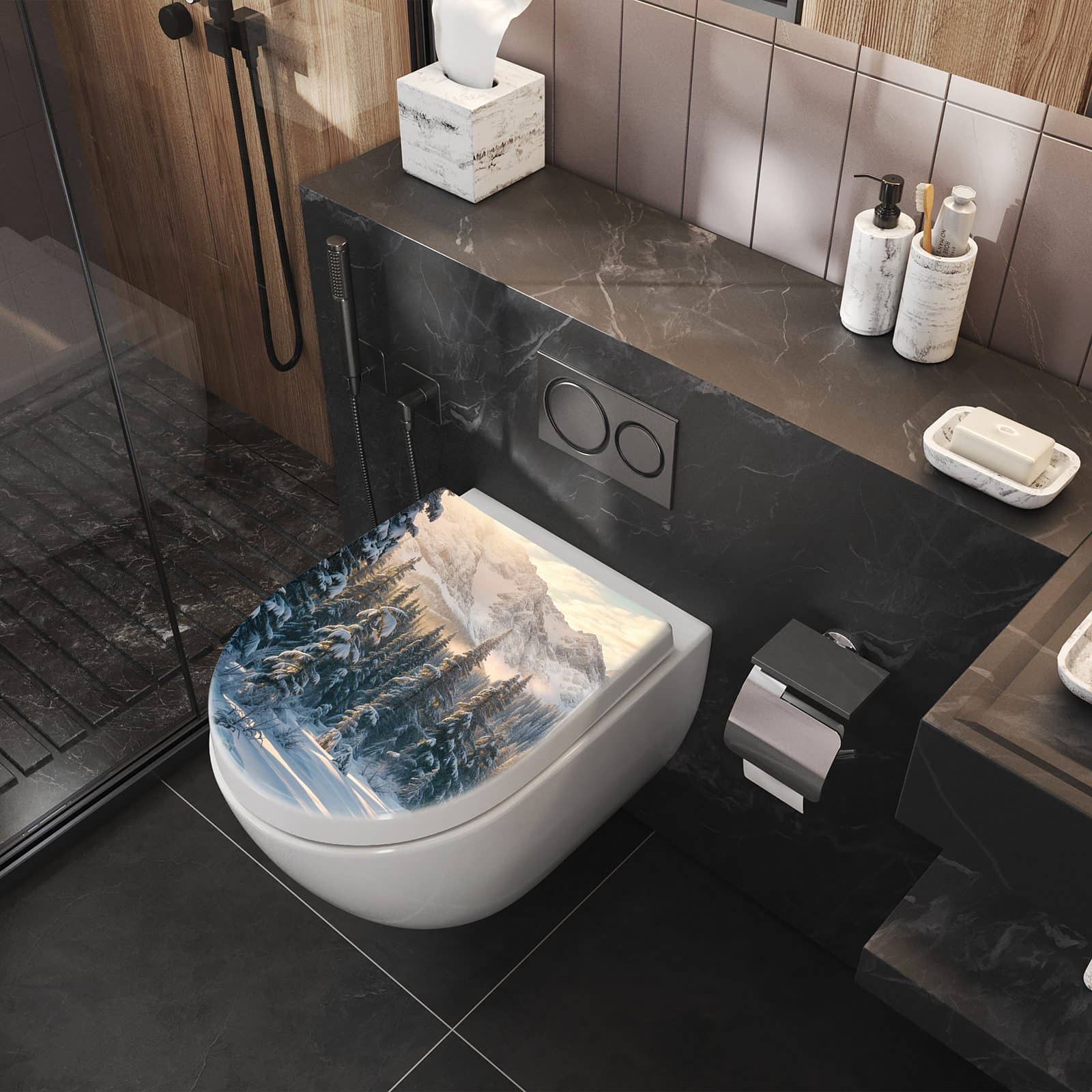 WC-Sitz mit Absenkautomatik Winterlandschaft