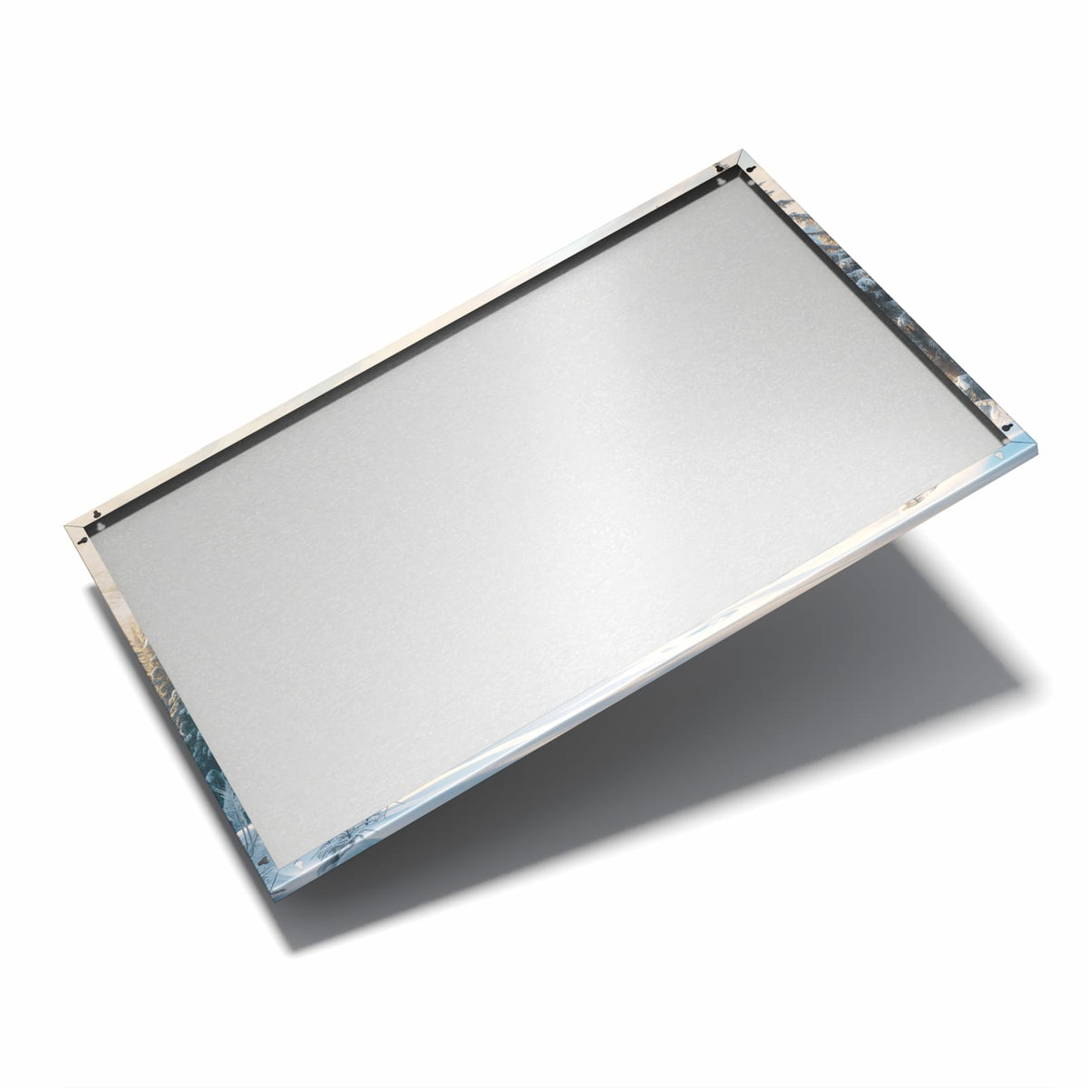 Nur 7 mm – liegt eng an der Wand – Metall Magnettafel - Verschneiter Tannenwald