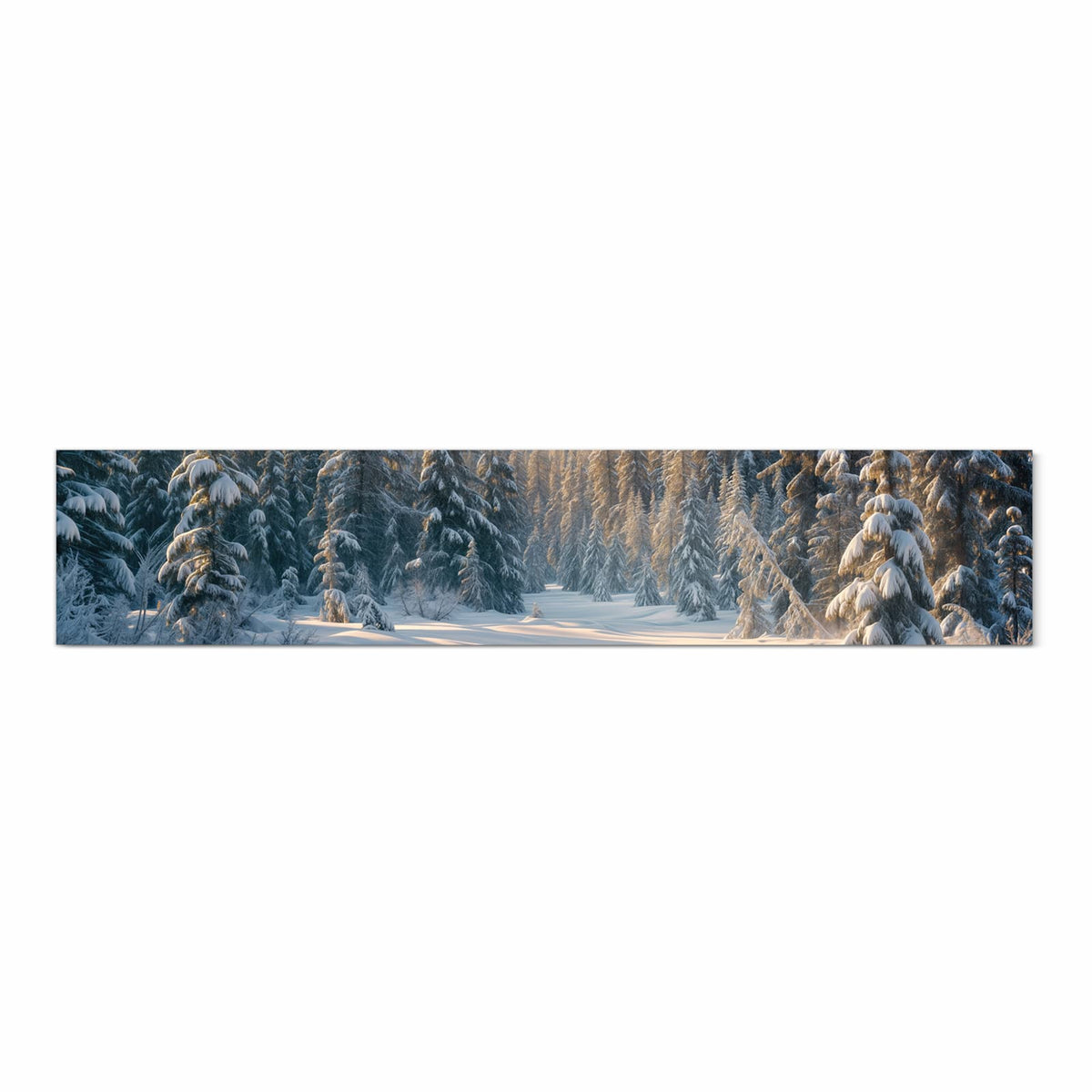 Farbbeständiger dünner Küchenteppich mit Motiv Winterlandschaft in Frontansicht, waschbar