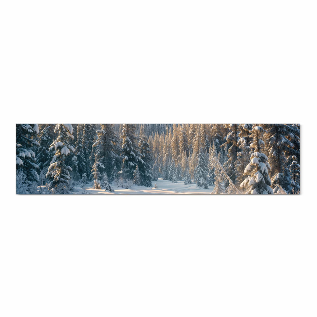 Dünner Küchenteppich mit Motiv Winterlandschaft in Frontansicht für Ordnung & Übersicht