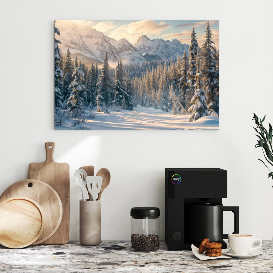 Maße Metall Magnettafel - Verschneiter Tannenwald