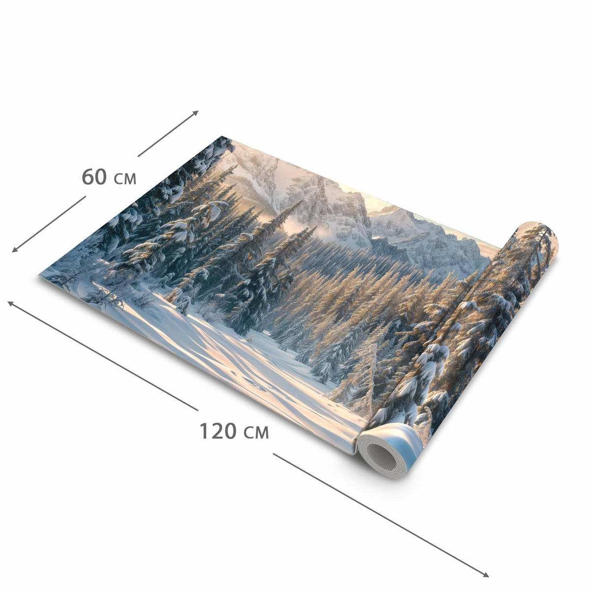 Bodenschonender waschbarer Küchenteppich mit Motiv Winterlandschaft in der Grösse 80x300 cm