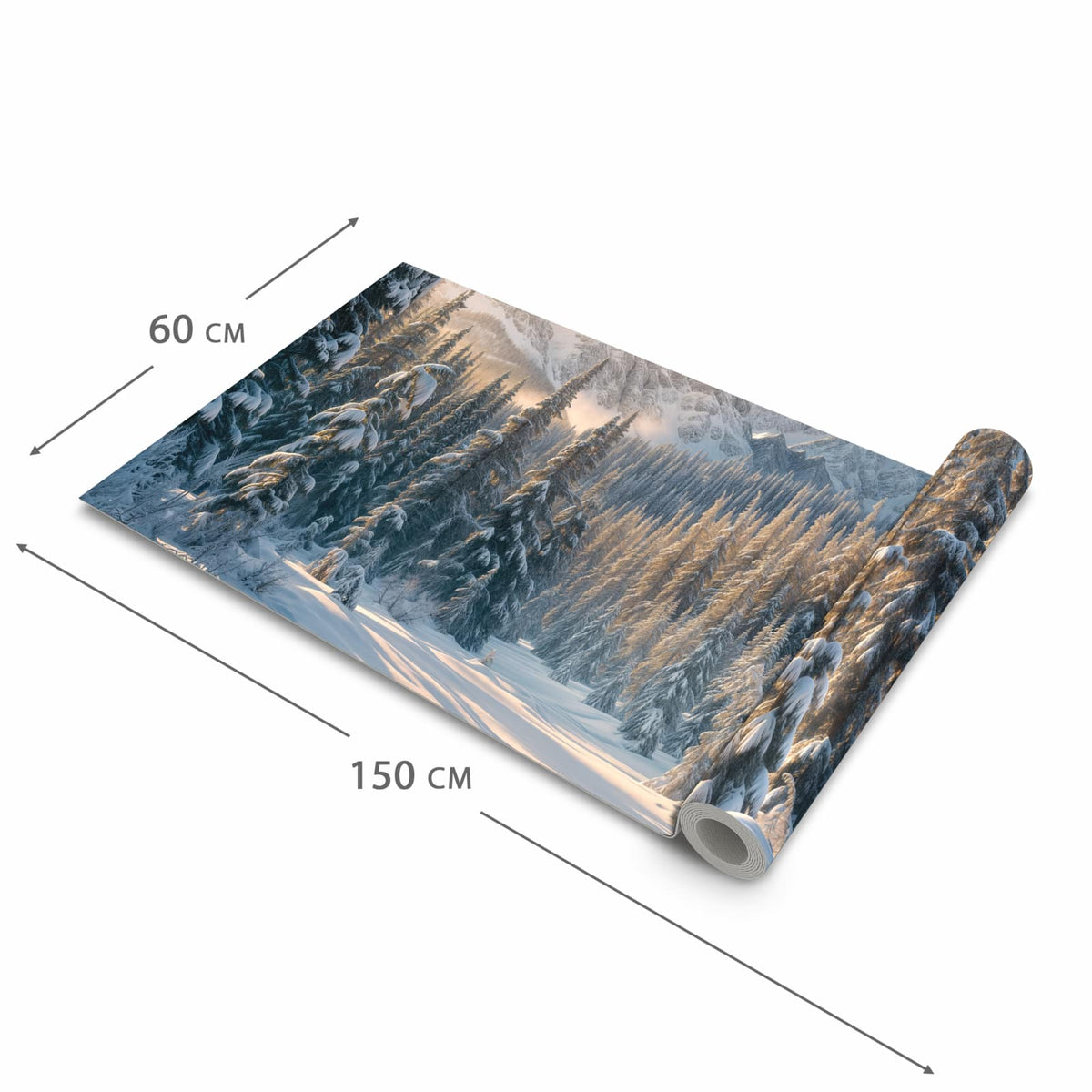 Farbbeständiger waschbarer Küchenteppich mit Motiv Winterlandschaft in der Grösse 80x300 cm