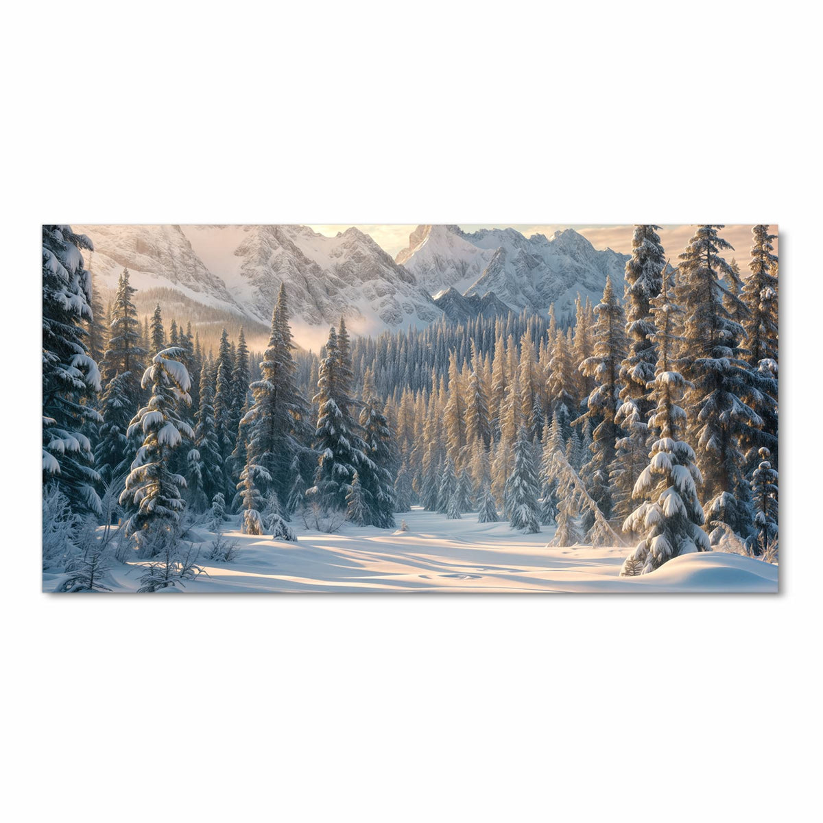 Rutschfester langer Teppich für Flur mit Motiv Winterlandschaft in Frontansicht