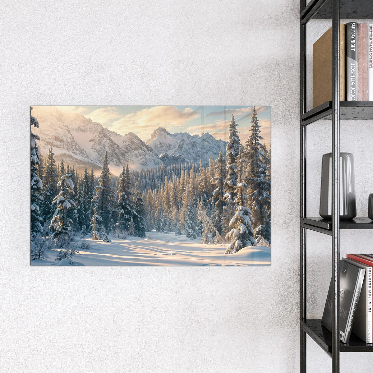 9 Größen – von 30 × 30 bis 120 × 90 cm – Magnettafel - Verschneiter Tannenwald