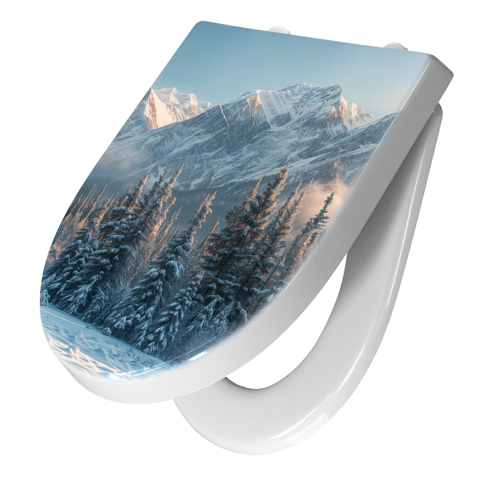 WC-Sitz mit Absenkautomatik Schneebedeckte Berge