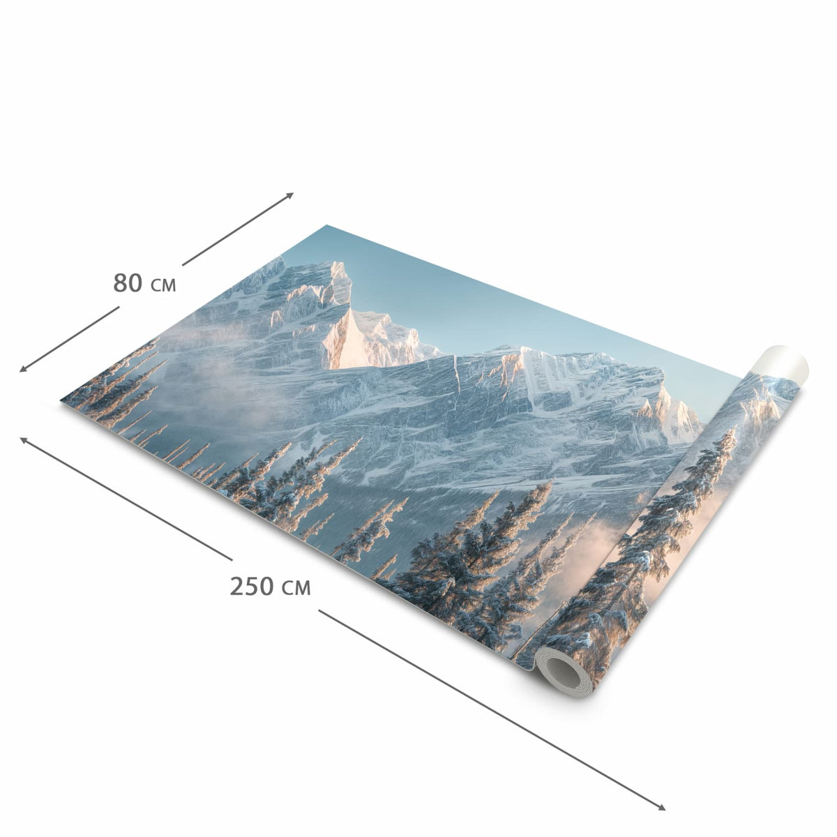 Langlebiger Küchenteppich mit Motiv Schneebedeckte Berge in der Grösse 80x300 cm