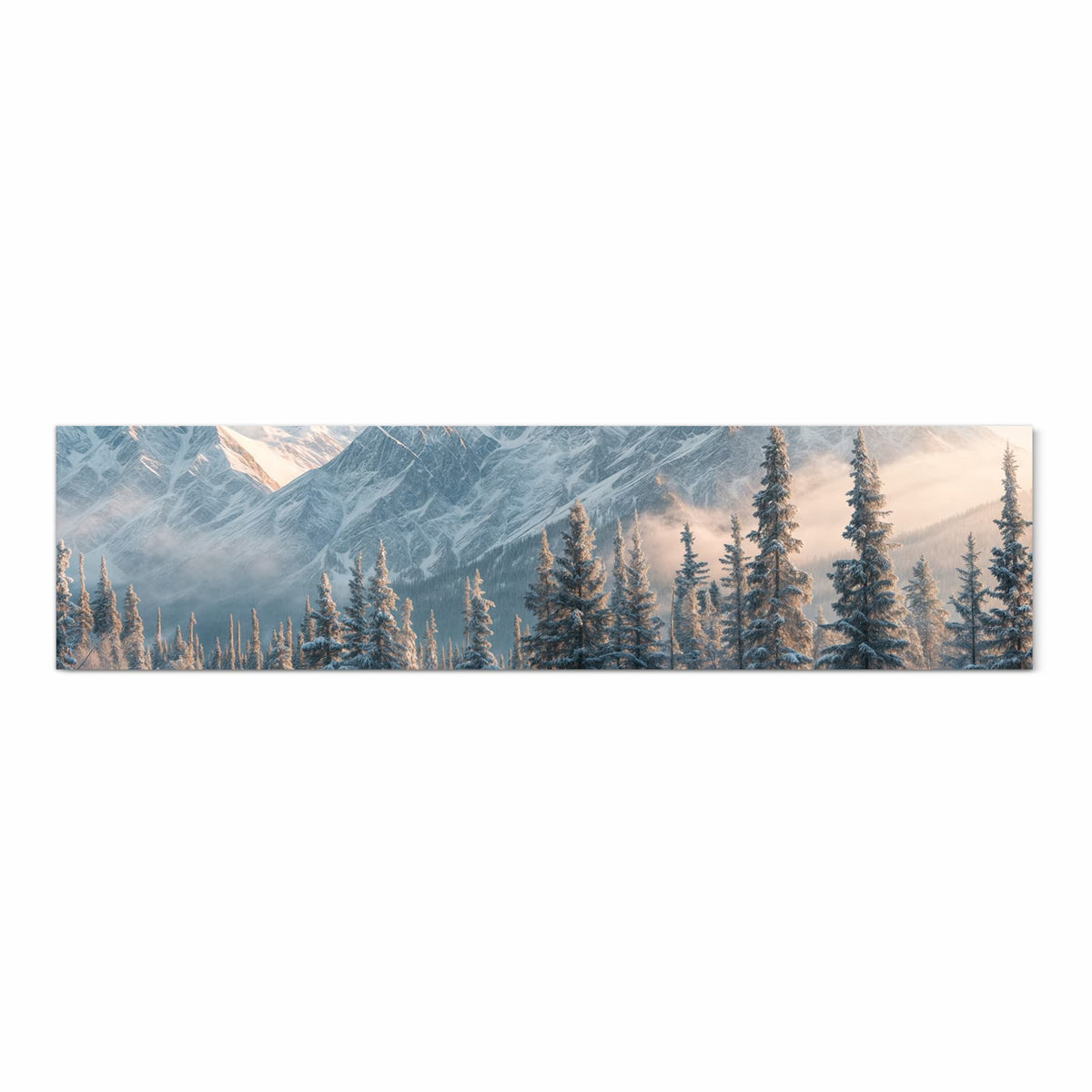 Komfortabler Küchenläufer mit Motiv Schneebedeckte Berge in Frontansicht