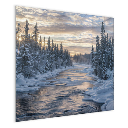Magnettafel mit dem Motiv Fluss zwischen Tannen