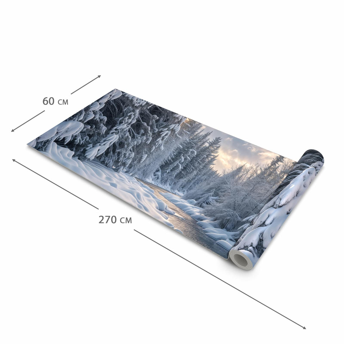 Strapazierfähiger Küchenläufer mit Motiv Winterfluss in der Grösse 80x280 cm