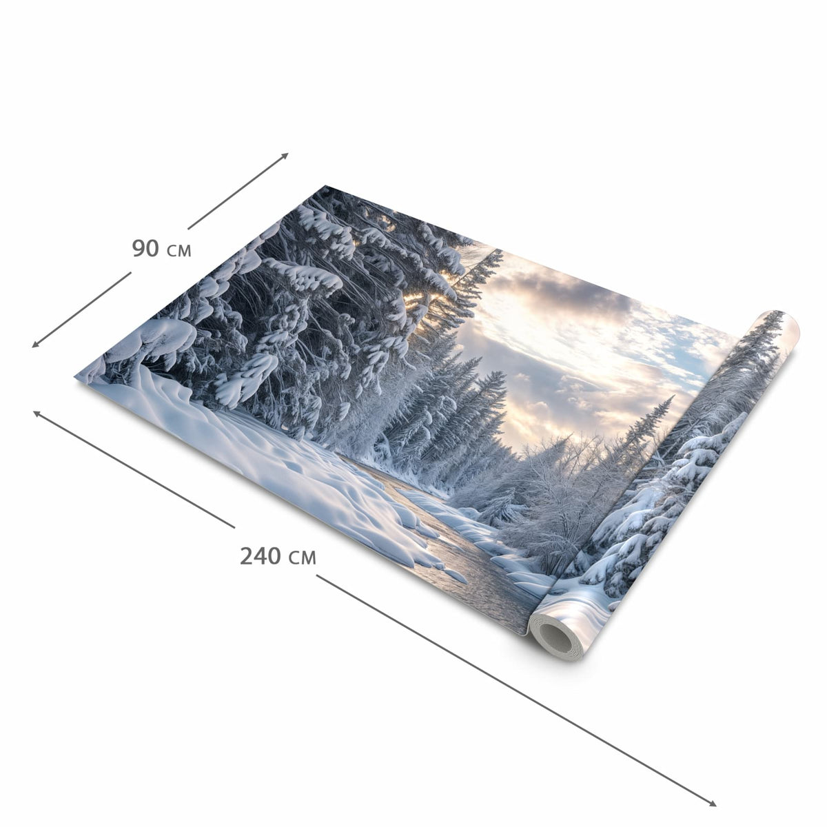 Farbbeständiger Läufer für die Küche mit Motiv Winterfluss in der Grösse 80x280 cm