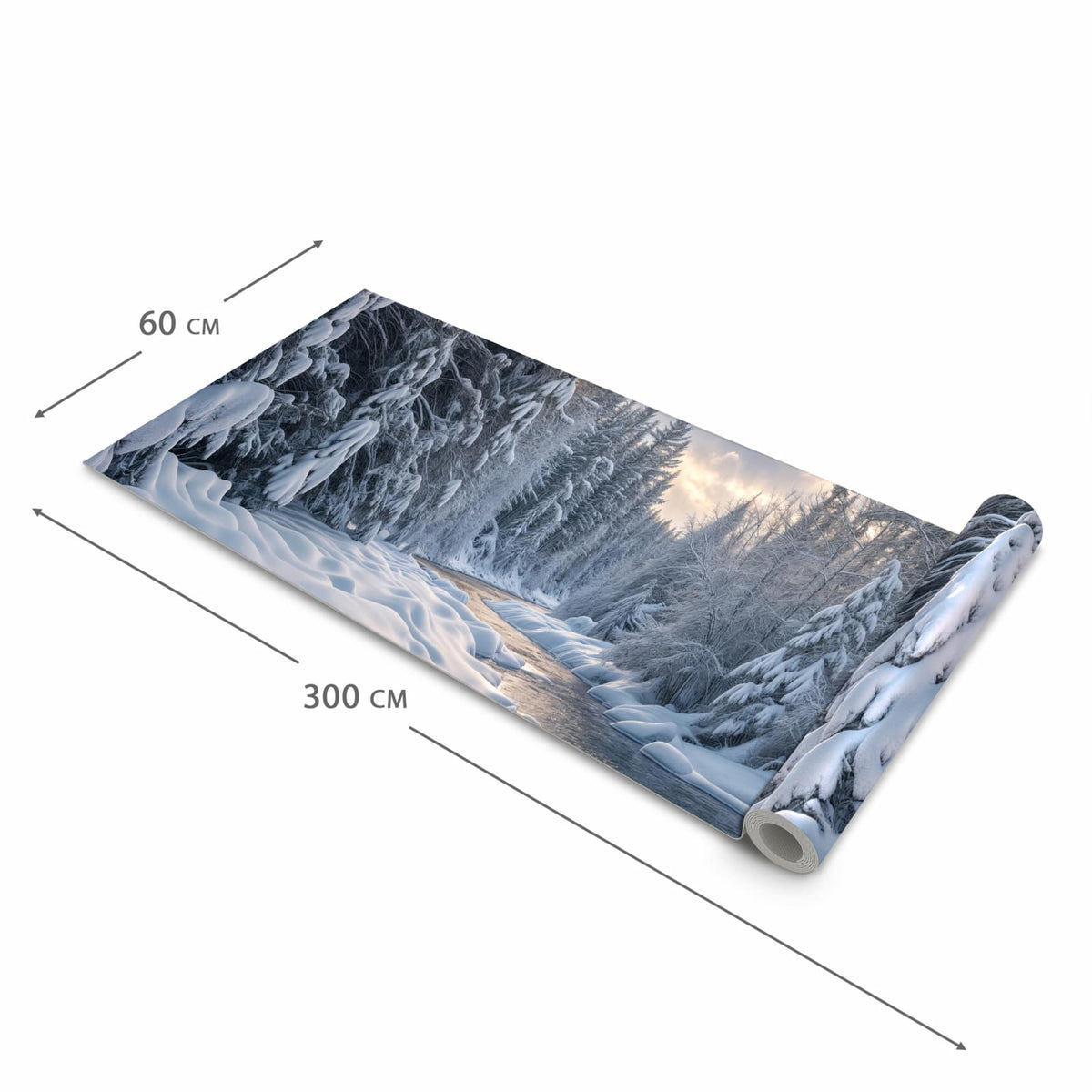 Waschbarer Küchenteppich mit Motiv Winterfluss in der Größe 80x280 cm