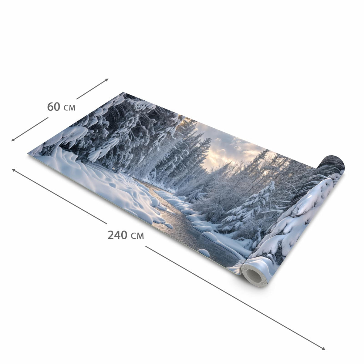 Hygienischer abwaschbarer Küchenteppich mit Motiv Winterfluss in der Grösse 80x280 cm