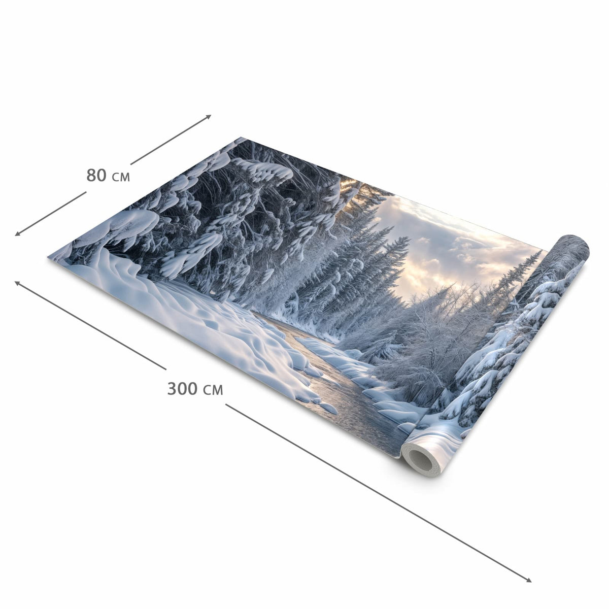 Küchenläufer mit Motiv Winterfluss in der Grösse 80x280 cm für Ordnung & Übersicht