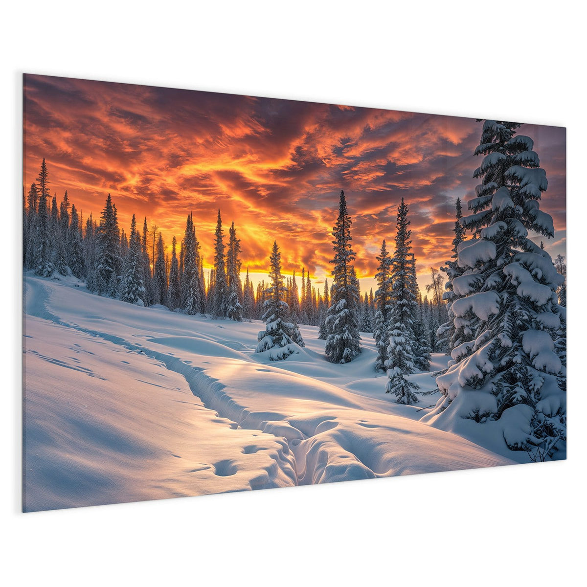 4 mm Glas statt lackiertem Blech – Magnettafel - Schneewehen im Abendrot