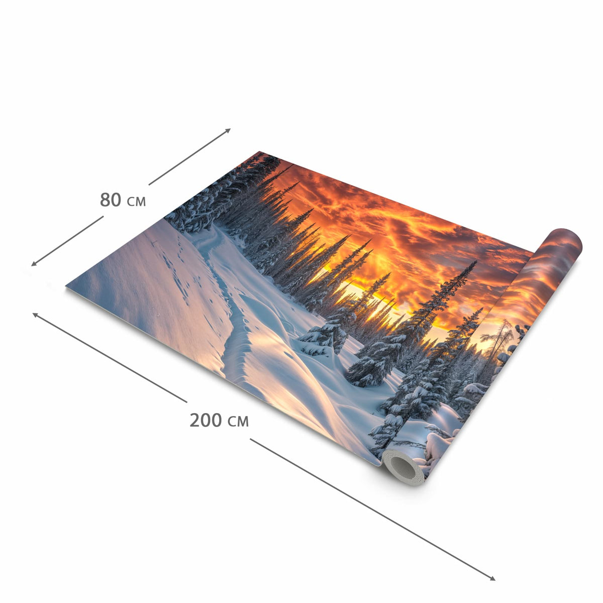 Schmutzabweisender rutschfester Küchenläufer mit Motiv Winter Sonnenuntergang in der Größe 80x280 cm