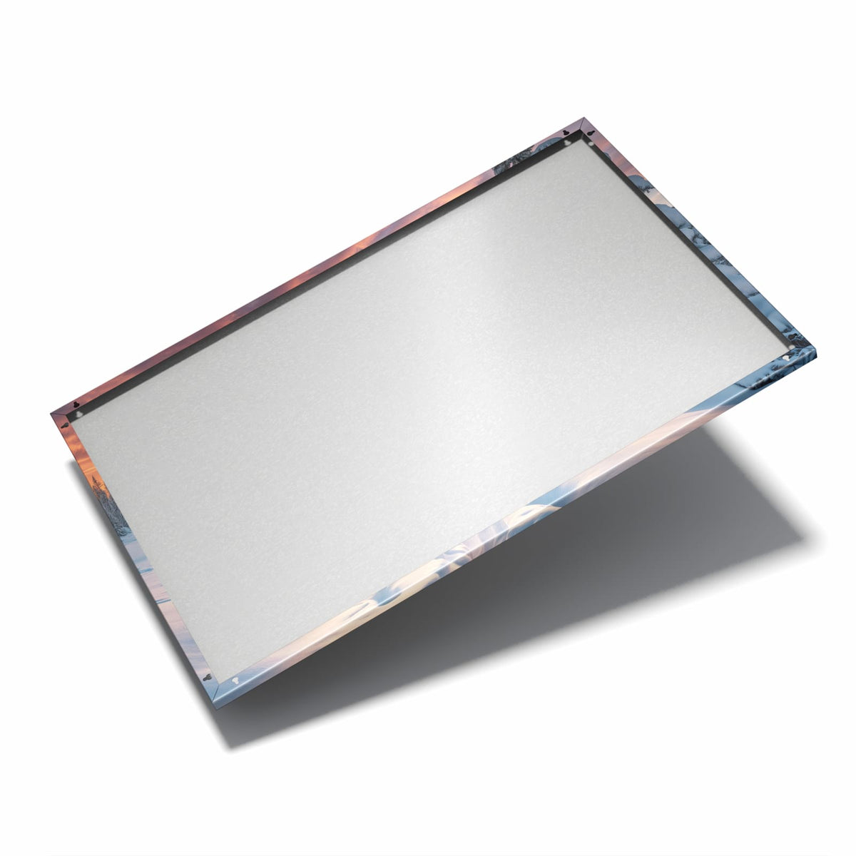 Nur 7 mm – liegt eng an der Wand – Metall Magnettafel - Schneewehen im Abendrot
