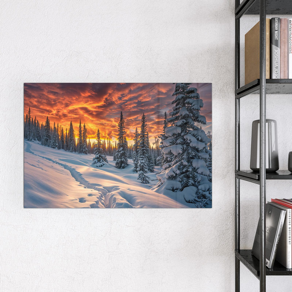Magnettafel - Schneewehen im Abendrot – Schneewehen unter glühendem Abendhimmel