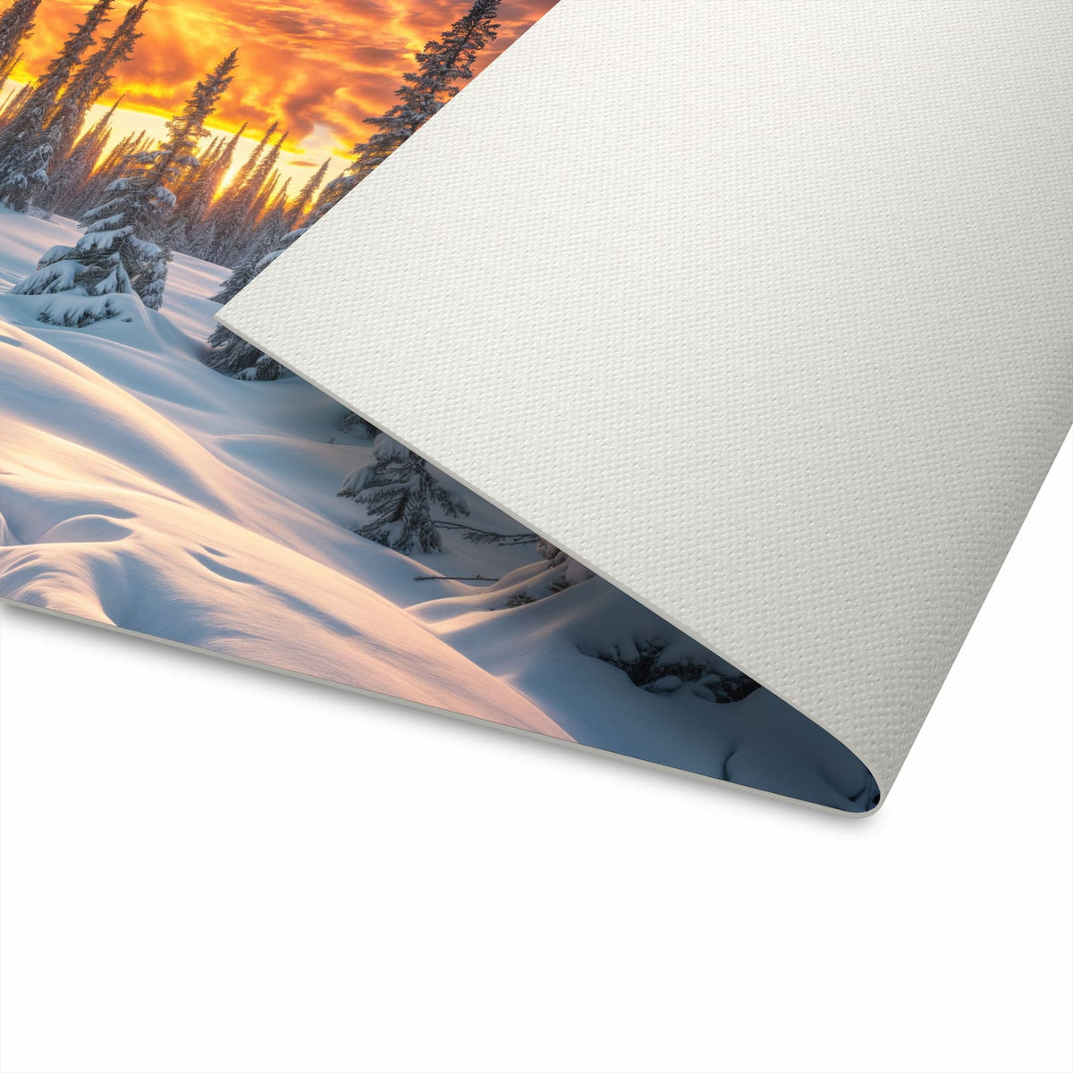 Flacher rutschfester Küchenteppich mit Motiv Winter Sonnenuntergang in der Unterseite