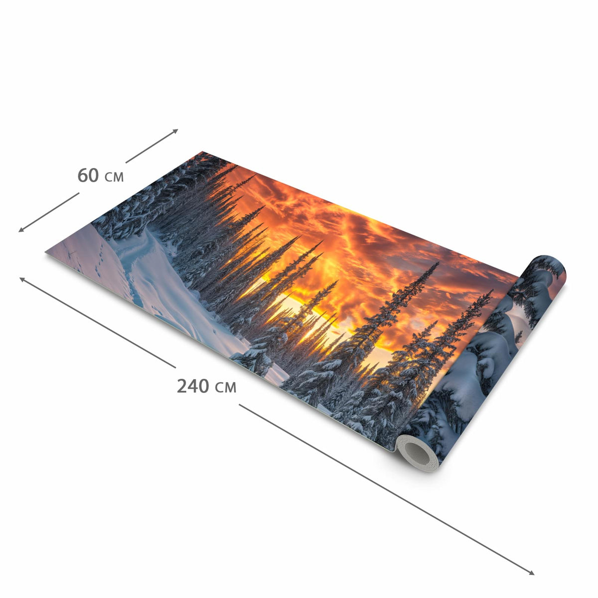UV-beständiger Küchenläufer mit Motiv Winter Sonnenuntergang in der Grösse 80x280 cm