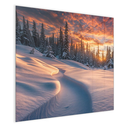 Magnettafel mit dem Motiv Roter Himmel über Schnee