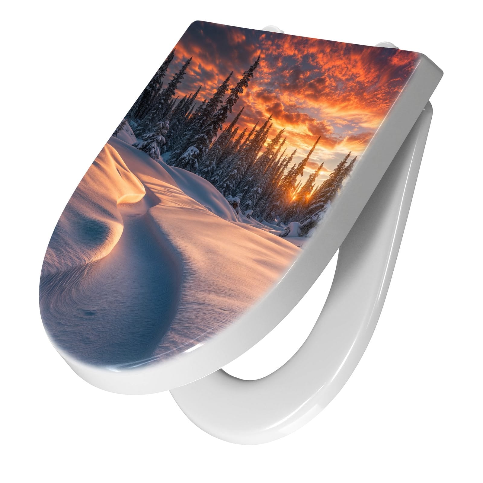 WC-Sitz mit Absenkautomatik Winterlandschaft Sonne