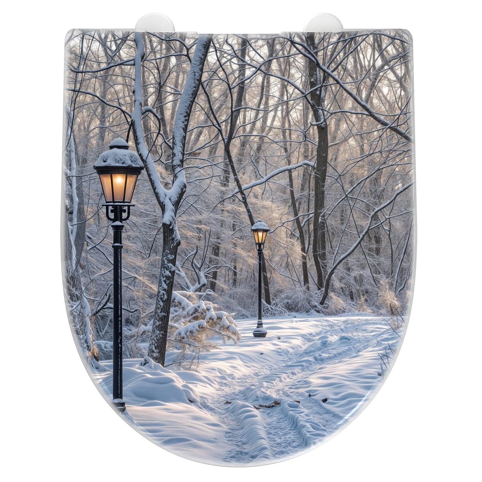 WC-Sitz mit Absenkautomatik Verschneiter Waldweg