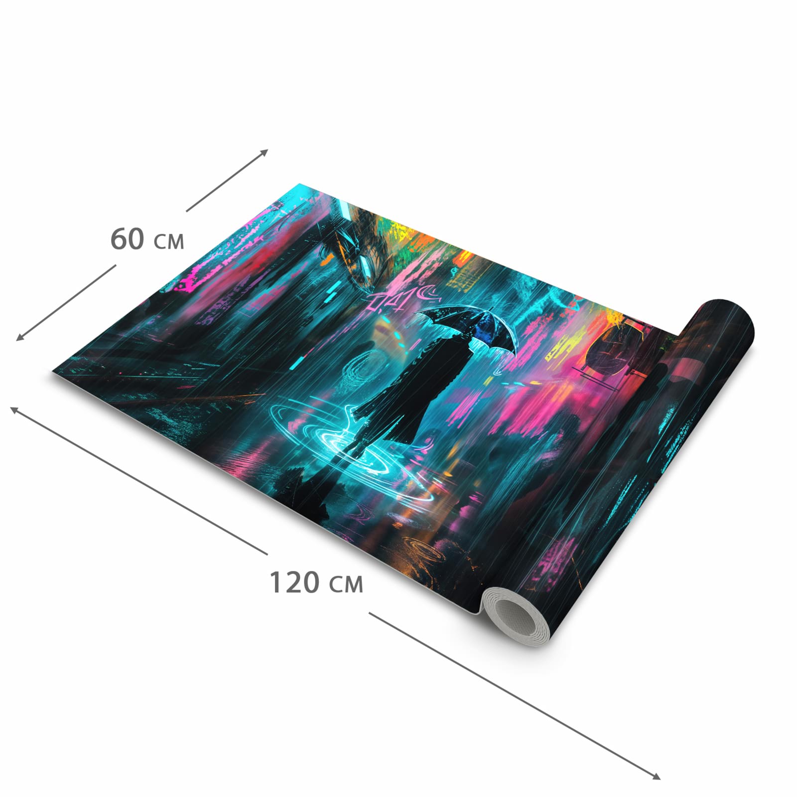 Strapazierfähiger abwaschbarer Küchenläufer mit Motiv Regen bei Nacht in der Größe 80x200 cm