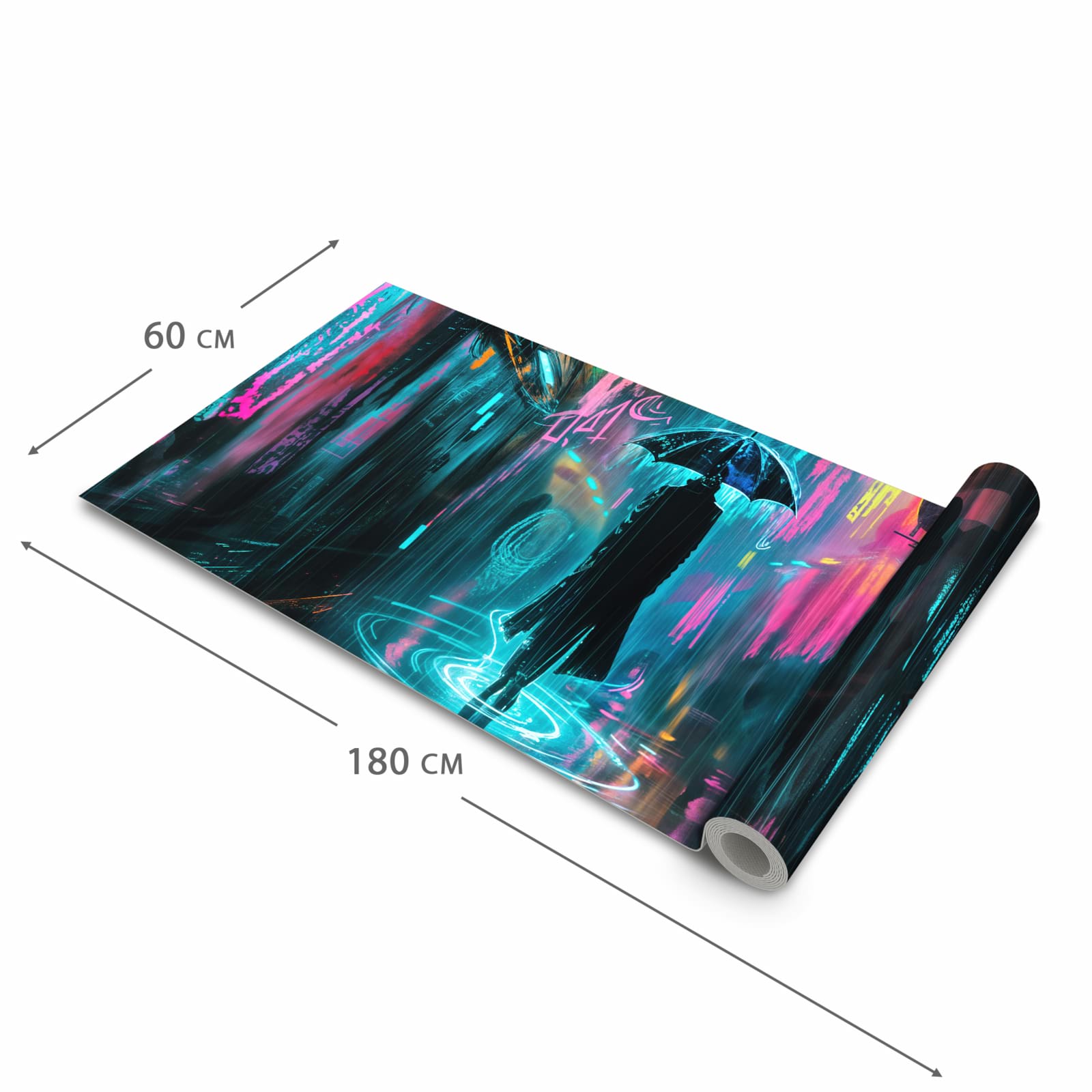 Langlebiger Küchenläufer mit Motiv Regen bei Nacht in der Grösse 80x200 cm