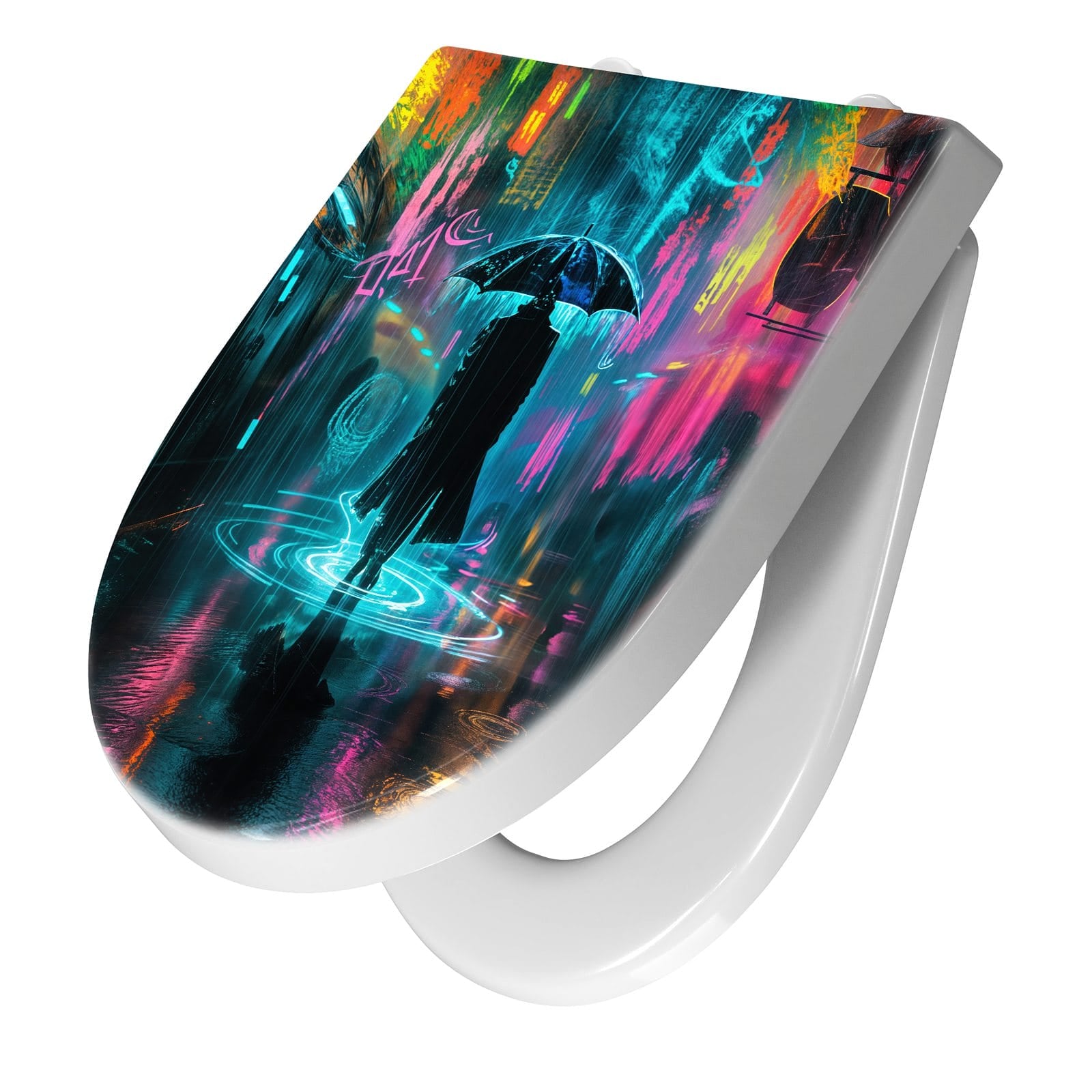 WC-Sitz mit Absenkautomatik Regen bei Nacht